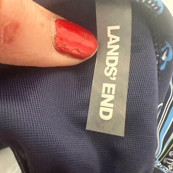 Lands' End Size 22W Paisley Floral Blue Underwire Padded Tankini Swim Top Modest - Picture 7 of 9